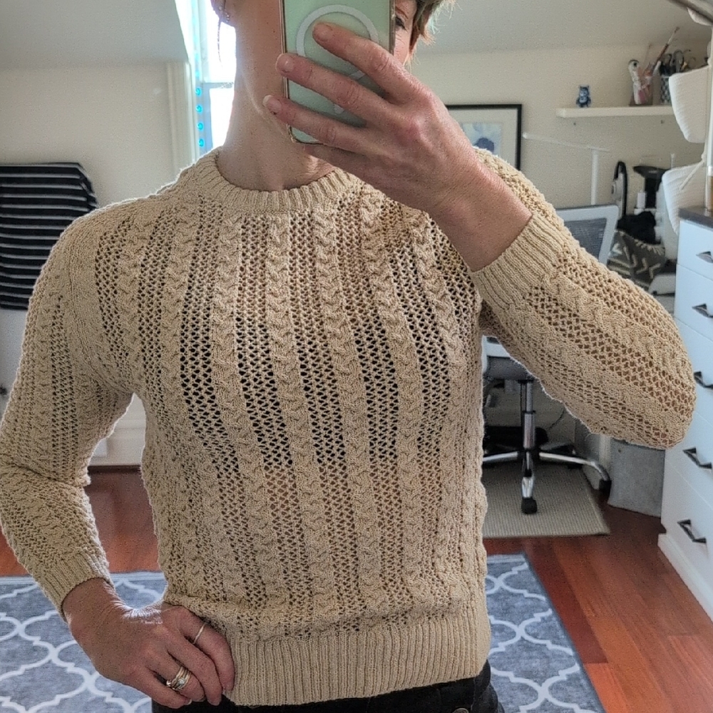 Zara Women's Beige Knit Crewneck Sweater